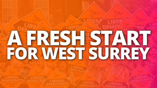 A fresh start for West Surrey on an orange and pink background